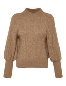 Trendyol Camel mäkké textúrované vrkoče sveter sveter