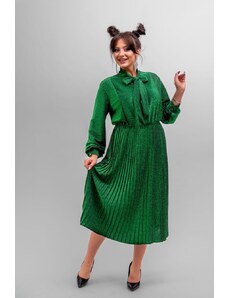 Taliansko Zelené lurexové šaty s plísovanou sukňou