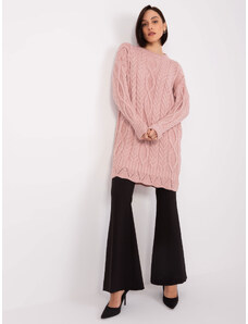 Fashionhunters Light pink women's knitted dress with long sleeves