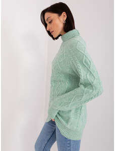 Fashionhunters Women's cable sweater with mint