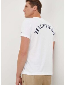 Bavlnené tričko Tommy Hilfiger pánsky,biela farba,s potlačou,MW0MW33686