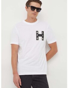 Bavlnené tričko Tommy Hilfiger pánsky, biela farba, s potlačou, MW0MW33893