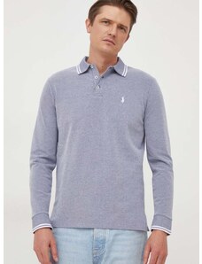 Tričko s dlhým rukávom Polo Ralph Lauren pánsky, tmavomodrá farba, melanžový, 710927055