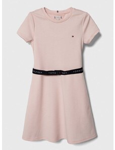 Dievčenské šaty Tommy Hilfiger ružová farba, mini, áčkový strih
