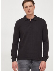 Bavlnené tričko s dlhým rukávom Calvin Klein Jeans čierna farba,jednofarebný,J30J324961