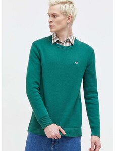 Bavlnený sveter Tommy Jeans zelená farba,DM0DM18370
