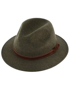 Fiebig - Headwear since 1903 Cestovný zelený vodeodolný klobúk vlnený od Fiebig s menšou krempou a ušné klapky