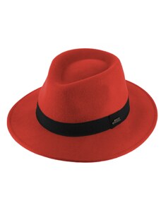 Fiebig - Headwear since 1903 Cestovný nekrčivý klobúk vlnený od Fiebig - červený s čiernou stuhou
