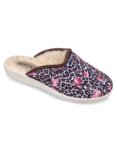 MJARTAN - Vlnené papuče - leopardí vzor