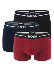 BOSS - boxerky 3PACK cotton stretch BOLD blue & burgundy z organickej bavlny - limitovaná fashion edícia (HUGO BOSS)