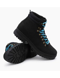 Ombre Clothing Men's winter trekking boots with contrasting laces - black V3 OM-FOBO-0132