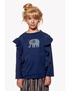 Piskacie Dievčenské tričko so slonom, farba tmavomodrá, veľkosť 86