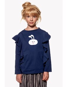 Piskacie Dievčenské tričko so zajacom, farba tmavomodrá, veľkosť 98