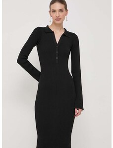Šaty La Mania čierna farba, midi, priliehavá