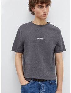 Bavlnené tričko Les Deux pánsky, šedá farba, s potlačou