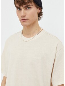 Bavlnené tričko Levi's pánsky, béžová farba, jednofarebný