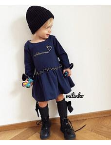 Miniworld Dievčenské šaty s dlhým rukávom-Vyzeráš úžasne, tmavomodré