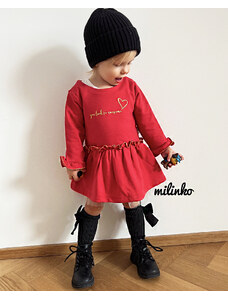 Miniworld Dievčenské šaty s dlhým rukávom-Vyzeráš úžasne, červené