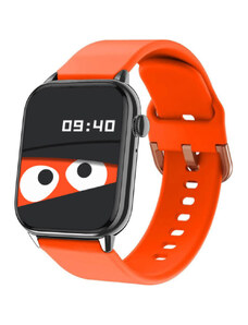 Smart hodinky Madvell Pulsar s volaním cez bluetooth a EKG čierne s oranžovým silikónovým remienkom