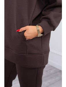 K-Fashion Zateplený set s mikinou s kapucňou hnedý