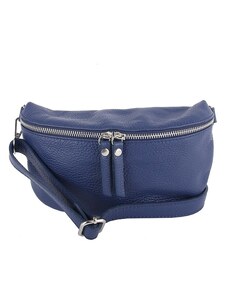 TALIANSKE Bedrová (belt bag) stredná kožená kabelka ľadvinka Talianska Tinka modrá