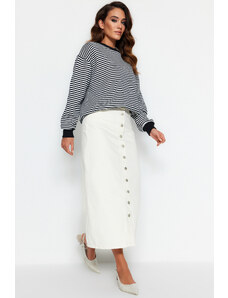 Trendyol Collection Džínsová sukňa so zapínaním na gombík Ecru
