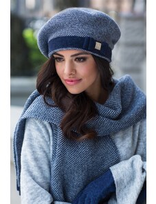 Kamea Tmavomodrá luxusná elegantná dámska baretka na zimu Tiona, Farba tmavomodrá