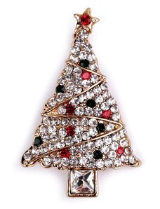 Stoklasa Brož s broušenými kamínky vánoční stromeček - 1 crystal multikolor