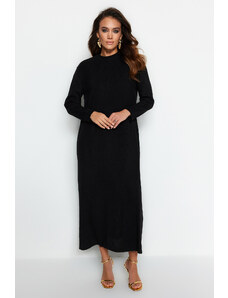 Trendyol Modest Čierne šaty z detailného úpletu