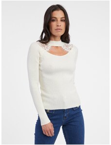 Orsay Women's Cream Light Sweater with Lace - Women
