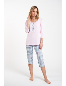 Italian Fashion Allison women's pyjamas 3/4 sleeve, 3/4 legs - pink/print