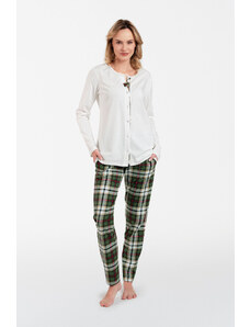 Italian Fashion Women's pajamas Asama long sleeves, long pants - ecru/print