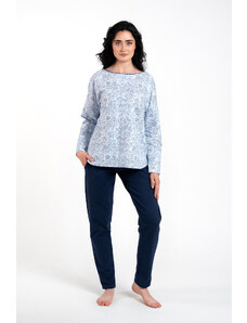 Italian Fashion Women's pyjamas Gracjela, long sleeves, long trousers - print blue/navy blue
