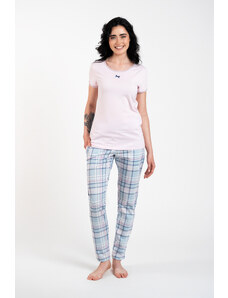 Italian Fashion Glamour women's pyjamas, short sleeves, long legs - pink/print