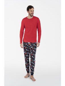 Italian Fashion Men's pajamas Rojas long sleeves, long legs - red/print