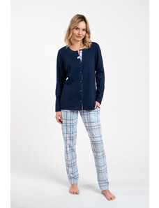 Italian Fashion Women's pyjamas Emilly, long sleeves, long pants - navy blue/print