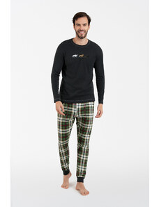 Italian Fashion Men's pajamas Seward long sleeves, long pants - dark melange/print