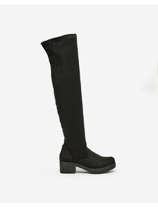 Ideal Shoes Royalfashion Bordové dámske čižmy nad kolená s plochým podpätkom Keteris - Černá || Světle hnědá || Hnědý