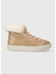 Detské zimné semišové topánky Pom D'api SWAG ZIP FUR béžová farba