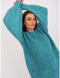 Fashionhunters Turquoise oversize knit dress