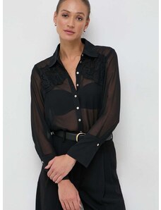 Košeľa Marciano Guess dámska, čierna farba, regular, s klasickým golierom