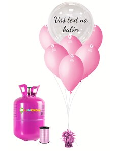 Personalizovaný hélium párty set ružový - Priesvitný balón 11 ks