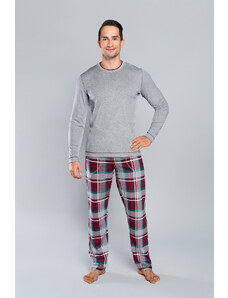 Italian Fashion Men's pajamas Walenty, long sleeves, long trousers - melange/print