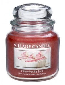 Village Candle Vonná Sviečka v skle, Višeň a vanilka - Cherry Vanilla Swirl, 11oz Premium Doba hoření: 105 hodin