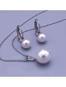 Biela perlová súprava Swarovski z chirurgickej ocele