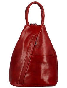 Dámsky kožený batoh červený - Delami Wernieta červená
