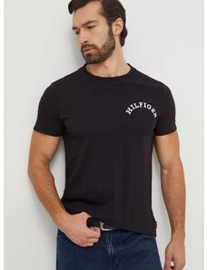Bavlnené tričko Tommy Hilfiger pánsky,čierna farba,s potlačou,MW0MW33686