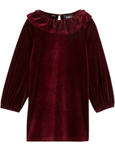 bonprix Dievčenské zamatové šaty s volánmi, farba červená