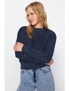 Trendyol Indigo pletený sveter s mäkkou textúrou