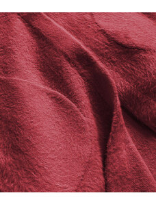 Dlouhý vlněný přehoz přes oblečení typu alpaka v malinové barvě s kapucí model 18966898 - MADE IN ITALY